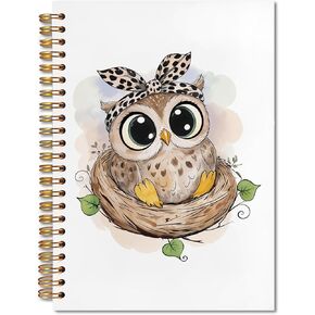 Owl Gifts Spiral Notebook 5.5x8.3, Funny Owl Themed Gifts for Lovers Women Journal Notebooks for Note Taking, Cute Journal for Women