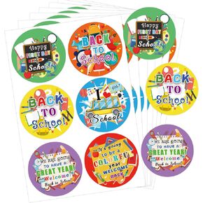 Welcome Back-to-School Labels First Day of School Present Tags Stickers 120 Pcs Happiness I Love School Labels for Package Envelope Invitation Scrapbook Gift Party Favors Decor Supplies (Color1)