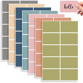 Whaline 560Pcs Boho Coding Labels 3 x 2 Inch Assorted 7 Colors Removable Rectangle Name Tag Stickers Self-Adhesive Writable Decals for Classroom Family Office Labeling Making