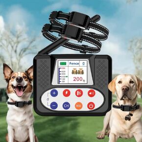 Wireless Dog Fence, Electric Fence for Dogs with Big LCD Color Screen, Portable Wireless Pet Fence with Remote Training Collar, Dog Perimeter Fence, Adjustable Collar for Big Medium Small Dogs