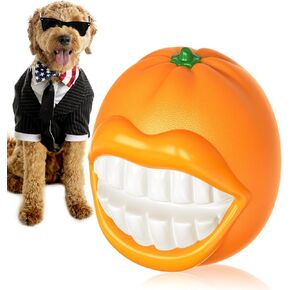 Indestructible Dog Squeaky Ball - Tough Chew Toy for Aggressive Chewers, Medium/Large Dogs - Durable Fetch Toy for Indoor, Outdoor & Water Play - Orange