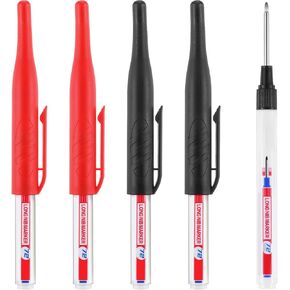 Sibba 4Pcs Multi Purpose Deep Hole Marker Pens Deep Reach Markers Permanent Markers Long Nib Head Marker Waterproof Carpenter Ink Pen 30MM Highlighters for Bathroom Woodworking Architect