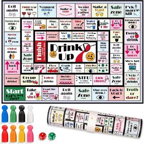 Drinking Board Games for Adults, Waterproof Leather Mat Drinking Games, Funny Party Interactive Drinking Game for Girls' Night, Bachelorette Party, Bridal Shower, Family Games, Age 21+, 2-8 Players