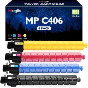 Compatible MP C406 Toner Cartridge Replacement for Ricoh MP C306 C307 C406 C407, High Yield, 4-Pack (Black, Cyan, Magenta, Yellow)