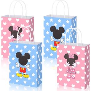 Czlotyh 24 Pack Red Mouse Theme Party Favor Goodie Gift Bags with Handle for Cake Snack Wedding Kids Birthday Baby Shower Party Decorations Supplies(5.9"x 3.2"x 8.3")