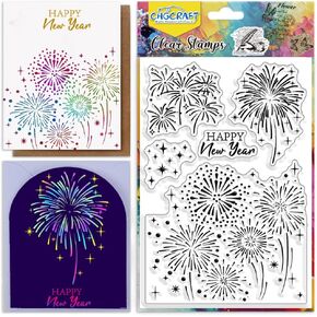 CHGCRAFT New Year Clear Stamps Silicone Transparent Stamps Clear Stamp Seals for DIY Scrapbooking Photo Album Decoration, 4.3x6.3inch
