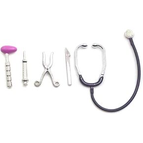 5 Pcs Silvery Dollhouse Mini Stethoscope Care Tools, Dollhouse Dolls Miniature Garden Kit, Hospital Accessories Set for House Decoration Doll Miniature Dollhouse Décor Accessories