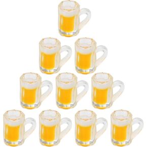 10Pcs Simulation Beer Dollhouse Beer Mugs Glasses Resin Miniatures Models Photo Props Dollhouse Accessories