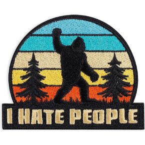 I Hate People,Bigfoot Sasquatch Morale Patch - 3 x 2.5 Inch Embroidered Hook and Loop Patch for Hats, Backpack, Jackets, Dog Vest，Patch Wall, and More- 1 Pc