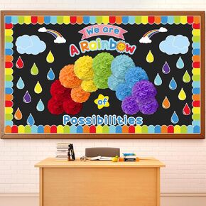 3D We are A Rainbow of Possibilities Bulletin Board Decorations Colorful Rainbow Bulletin Board Motivational Rainbow Themed Classroom Decor for Back to School Chalkboards Wall