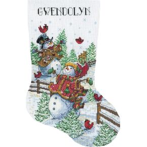 Frolicking Snowman Counted Cross Stitch Stocking Kit