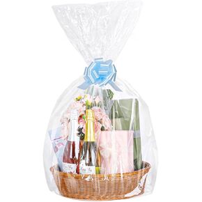12PCS Large Cellophane Bags 30x40 Inch Clear Cello Gift Bags Cellophane Wrap for Gift Baskets Baby Shower Bridal Wedding Party favor Birthday