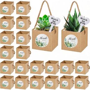 40 Pack Succulent Wrap Bags Set with 2.5 inch Succulent Gift Box, Heart Plant Tags, Thank You Stickers and Mark Pen, Great Party Favor Gifts for Wedding, Baby Showers, Bridal Showers