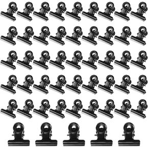 Giantree 50Pcs Small Bull Clips, 0.87 Inch Mini Binder Clips Bulldog Clips, Mini Hinge Clip Black Metal Clips, Tiny Clips Locker Accessories for Tags Bags, Shops, Office and Home Kitchen