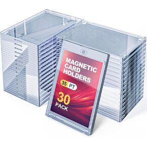 30PCS Magnetic Card Holders, 35pt One Touch Card Holder, U-V Protection Hard Plastic, Suitable for Magnetic Card Holders of Sports, Baseball, Soccer, and Gaming Cards