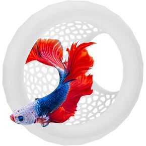 Betta Fish Hideout, Floating Aquarium Decor, Fish Tank Decorations, Shrimp and Betta Cave, Aquarium Feeding Ring, Water-borne Pets to Breed, Play and Rest(White)