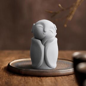 Japanese Buddha Japanese Laughing Buddha Statue Feng Shui Praying Monk Statue Sandstone Meditation Miniature Figurine Ornament for Fish Tank Aquarium Home Garden