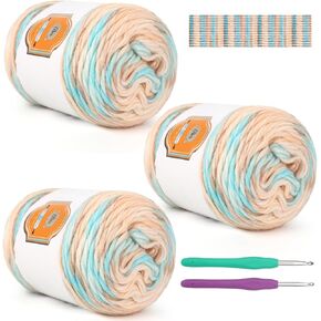 Aeelike Cake Yarn for Crocheting, 3 Skeins Gradient Yarn 100g (3.52 oz) 210m (229.7 Yards), Super Soft Ombré Yarns Making Colorful Blanket Scarves Hat, Rainbow Gradient