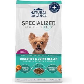 Natural Balance Specialized Nutrition Dry Dog Food with Chicken and Oatmeal for Dogs, Small Breed Digestive & Joint Health, Natural Ingredients with Added Vitamins & Minerals - 3.5 lbs