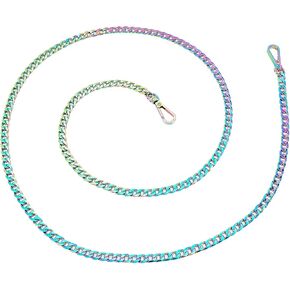 WADORN Metal Rainbow Purse Strap, 48 Inch DIY Iron Flat Chain Strap Replacement Colorful Shoulder Strap Handbag Strap Accessories for Crossbody Shoulder Bag Clutch Wallet Satchel, 0.3 Inch Wide