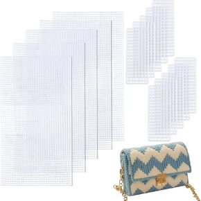 CHGCRAFT 10pcs 2 Sizes Plastic Mesh Canvas Bag Sheets Plastic Net Cover DIY Crafting Handbag Accessories Acrylic Yarn Crafting Knit and Crochet Projects for Purse Making Supplies
