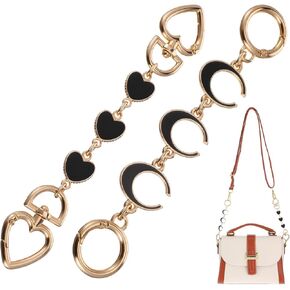 2PCS Bag Extender Chain, Moon Heart Purse Strap Extenders Black Purse Extender Chain Purse Strap Replacement Accessories Bag Charms for Handbags Purses Shoulder Bag