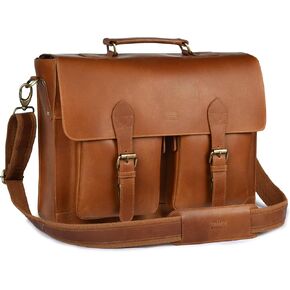 LEATHER VILLAGE Rustic Leather Messenger Bag – 16" Handmade Vintage Laptop Satchel for Men & Women, Briefcase for Work/Travel