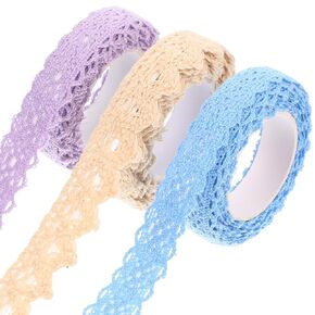 NUOBESTY 3 Rolls Fabric Lace Tapes Decorative Craft Washi Tape Adhesive Tape Stickers Journal Scrapbook Macrame Elegant Exquisite Decor