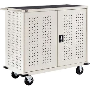 Global Industrial Mobile Storage & Charging Cart, 24 Laptop & Chromebook Device Capacity, Putty