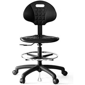 Chair Master Drafting Stool - ESD Anti Static Ergonomic Polyurethane Chair. Seat Ht Adj. (23"-33") Heavy Duty Adj. Footring Easy to Clean. Designed for Laboratory and Cleanroom environments.