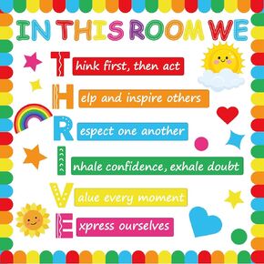Boho Motivational Bulletin Board Classroom Decoration Positive Sayings Growth Mindset Paper CutoutsIn This Room We Thrive Bulletin Board for Teacher Back to School Supplies Blackboard Wall Decor