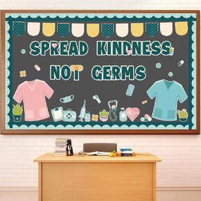 Healthy Bulletin Board Set Healthcare Workers Nurses Classroom Decorations Spread Kindness Not Germs Cutouts for Students Doctor Hospital Nursing School Back to School Party Supplies