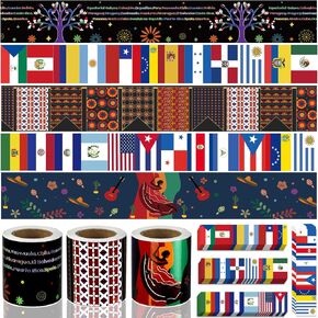 131.2Ft Spanish Bulletin Board Borders Classroom Decor, Latino American Hispanic Heritage Month Decorations Set for Bulletin Board Door Window Party School Home (4 Styles)