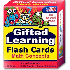 Gifted Learning Flash Cards – Math Concepts for 1st Grade - 2nd Grade – Addition, Subtraction, Fractions, and More for Grade 1 - Grade 2 CogAT Test, Iowa Test, NYC Gifted and Talented
