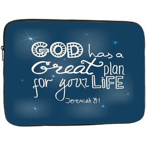 Laptop Sleeve Bag 15.4 15.6 Inch,Christian Bible Quote Verse God Has A Great Plan for Your Life Protective Polyester Computer Cases Laptop Cover Tablet Travel Cover