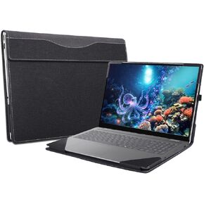 16 inch Laptop Case Cover for Lenovo Yoga 7 2-in-1 16ILL10 /16AKP10,PU Leather Notebook PC Sleeve Protective Bag with Pen Holder (Dark Grey)