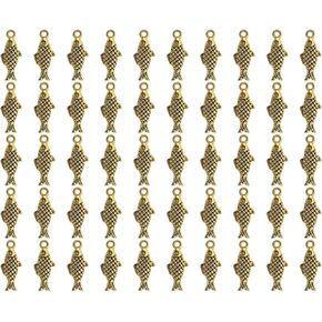 Shapenty Mini Metal Fish Pendant Charms Fishing Beads Bulk for Earring Bracelet Necklace Keychain Jewelry Making Craft Project Christmas Wedding Ornaments Decoration, 50PCS