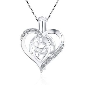 925 Sterling Silver Mom Heart CZ Cage Pendants Crafting Charm for DIY Necklace Bracelet Jewelry Making