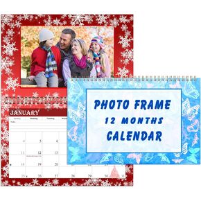2026 Photo Frame Wall Spiral-bound Calendar (Add Your Own Photos) - 12 Months Desktop/Wall Calendar/Planner - (Edition #08)
