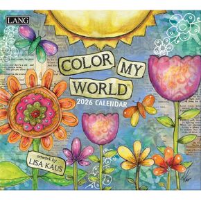 Lang Companies, Color My World 2026 Wall Calendar by Lisa Kaus, 13.4'' X 12'', 12-Month Calendar with Stapled Binding