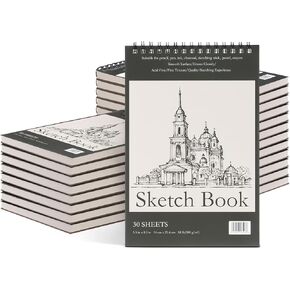 Jexine 20 Pack Sketch Books 5.5" x 8.5" Set 30 Sheets Each (68lb/100gsm) Drawing Paper Pad Bulk for Artists Beginners Sketching Writing Painting