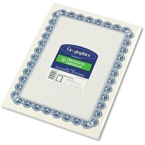 22901 Parchment Paper Certificates, 8-1/2 x 11, Blue Royalty Border, 50/Pack