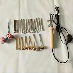 Fabric Flower Maker Set, Artificial Flower Ironing Machine with 24x Iron & Brass Fake Flower DIY Making Tools Kit for Flower Lovers