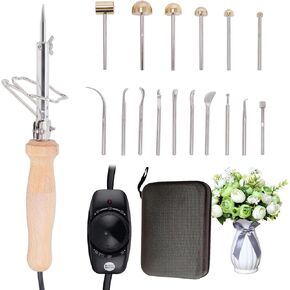 DIY Cloth Fabric Flower Making Tool Set 17 Heads Electric Fabric Flower Maker with Anti-Scalding Bracket Adjustable Temperature Artificial Flower Ironing Machine