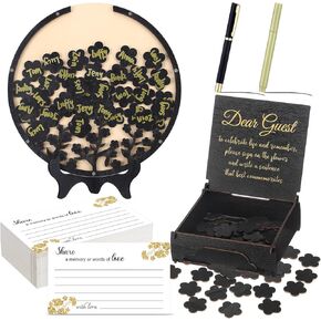 Wooden Funeral Guest Book Set for Memorial Service Celebration of Life Decorations Loving Memory Guestbook Included Share a Memory or Words of Love Cards Pen Table Sign(Tree of Life)