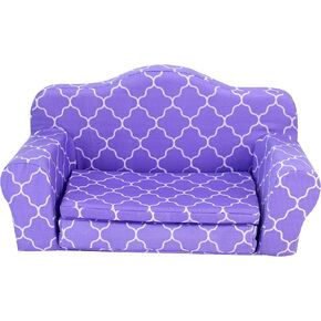 Sophia's 18" Doll Purple with White Quatrefoil Print Pull-Out Sleeper Sofa for Two