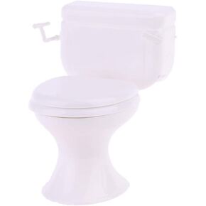 White Dollhouse Miniature Furniture Vintage Bathroom Model Toilet Pretend Dollhouse Accessories