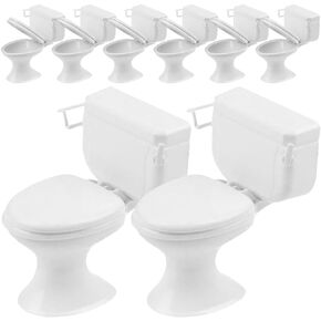 8pcs Doll House Toilets: Mini Toilets 1/12 Scale Toilet Seat Miniature Toilet for Dolls Playset Accessories