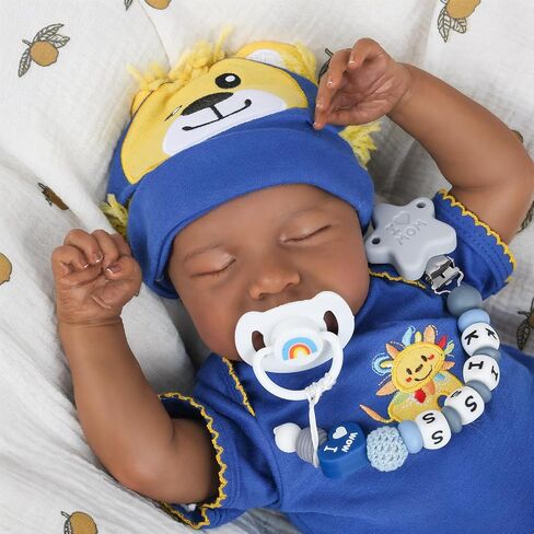 CHAREX Realistic Reborn Baby Dolls Black - 18 inch Newborn Baby African American, Soft Body Real Life Sleeping Baby Doll with Accessories Gift Set for Girls Boy Age 3+ in Kuwait