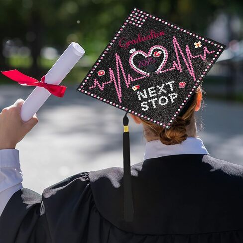 Cinrobiye DIY تخرج التخرج Cap Decorations Kit 3D Grad Cap Hat Capper ملصقات Topper لعام 2025 لوازم حفلات التخرج (ممرضة) in Kuwait